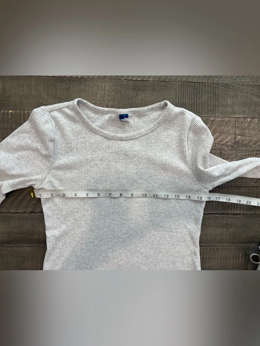 Old Navy Girls' Long Sleeve Ribbed Tee - Heather Light Gray Size M